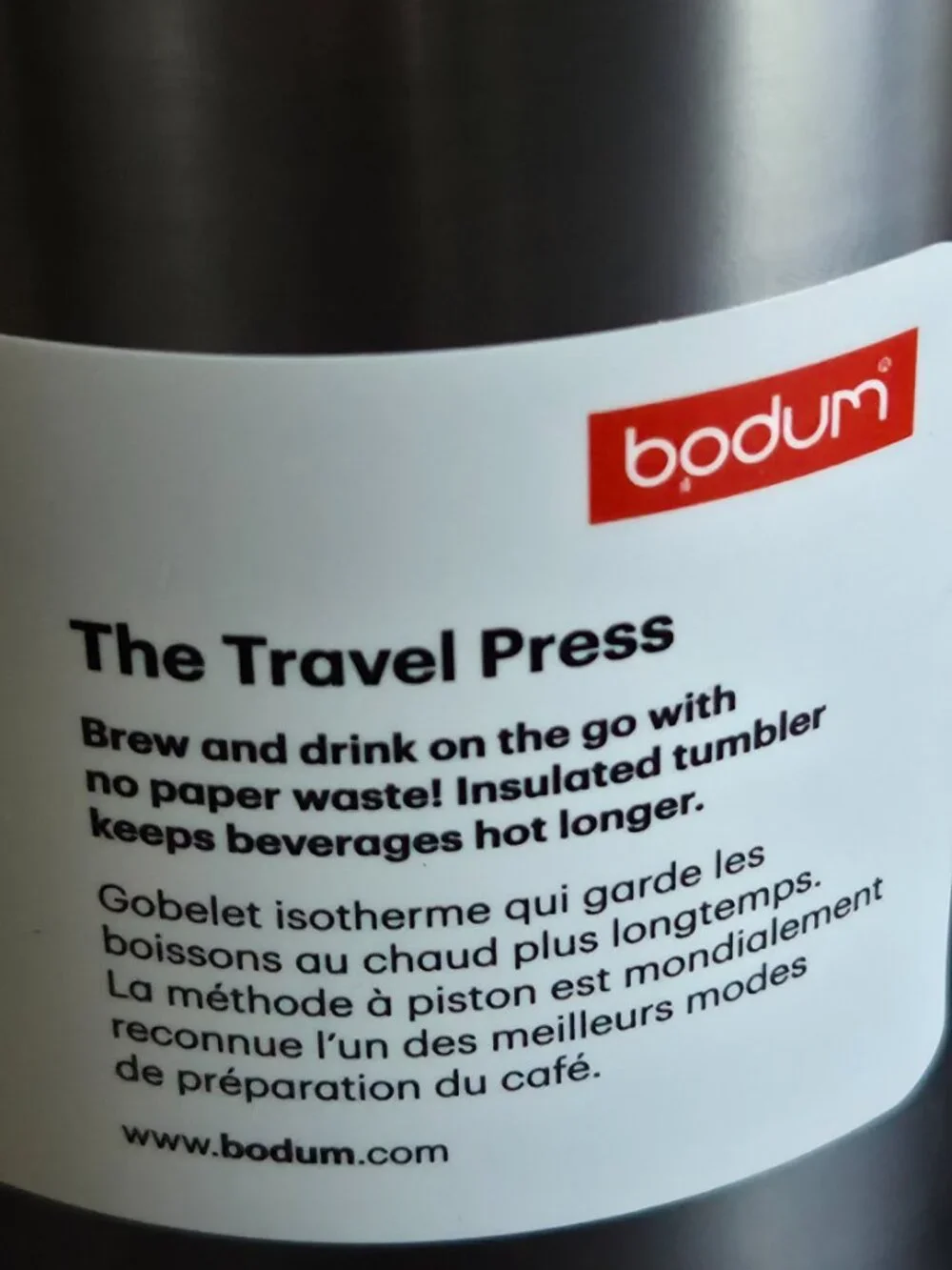 Bodum Travel French Press Stainless Steel & Red Coffee & Tea Maker Tumbler 15oz